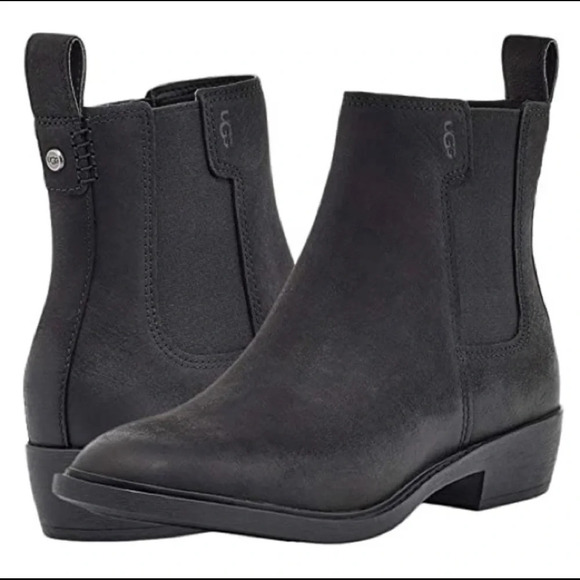 UGG Black Emmeth Chelsea Boots Size 7 - Picture 1 of 10